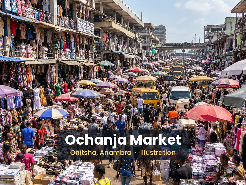 Ochanja Central Market — Clothing, fabrics & provisions